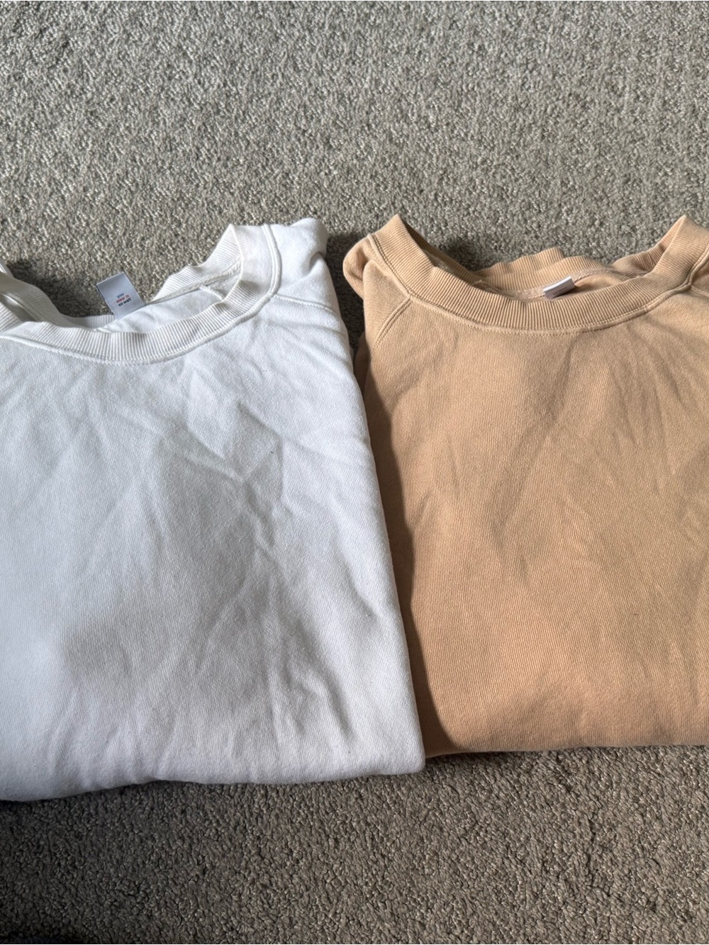 Old Navy Tan and white Crewneck Sweatshirts